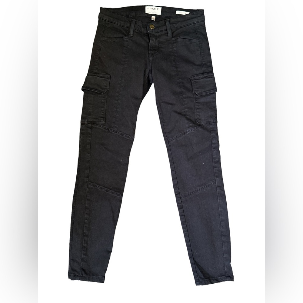 Frame Women's Le Skinny Armee Black Low Rise Ankle Cargo Pant Sz 26